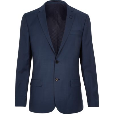 Blue wool blend slim suit jacket - Suits - Sale - men