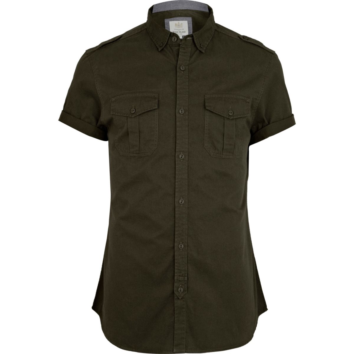 Green military short sleeve shirt - Shirts - Sale - men