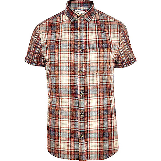 Red check short sleeve shirt - shirts - sale - men