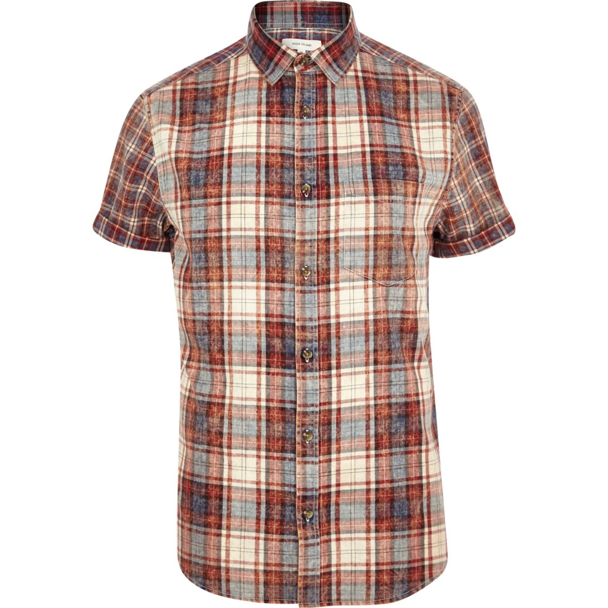 Red check short sleeve shirt - Shirts - Sale - men