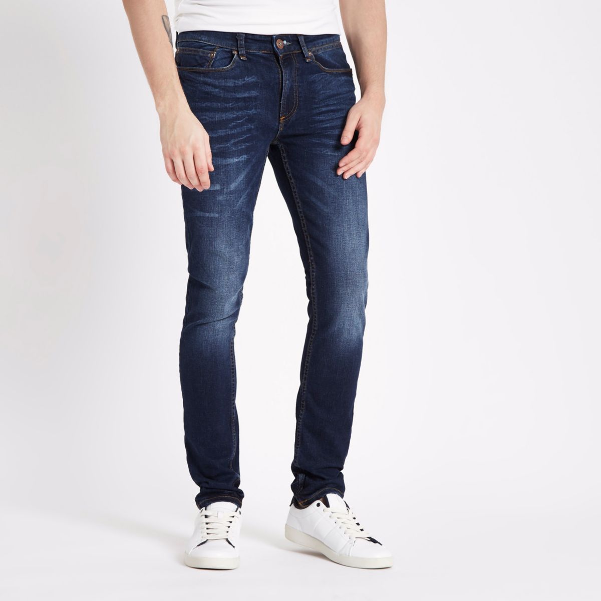 Mens bootcut Jeans Blue Flared Ripped Jeans for men Slim