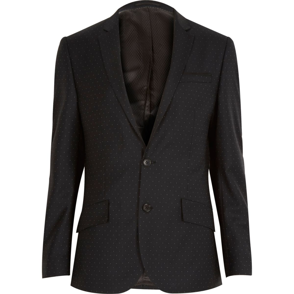 Black polka dot wool slim tux jacket - Blazers - Sale - men