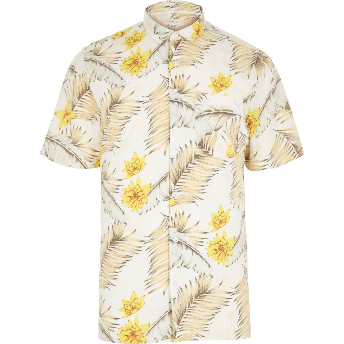 White Hawaiian print short sleeve shirt - Shirts - Sale - men
