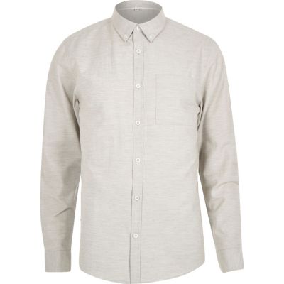 Grey marl long sleeve shirt - Shirts - Sale - men