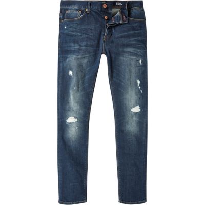 Target dark blue jeans with rips the