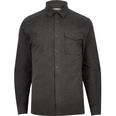 Charcoal grey flannel shirt - shirts - sale - men
