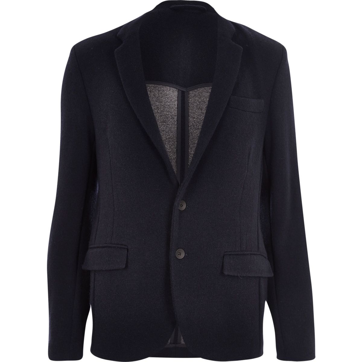 Navy knitted jersey slim blazer Blazers Sale men