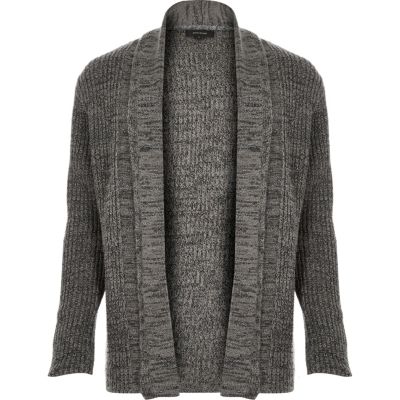 Grey textured open front cardigan - cardigans - sweaters / cardigans - men