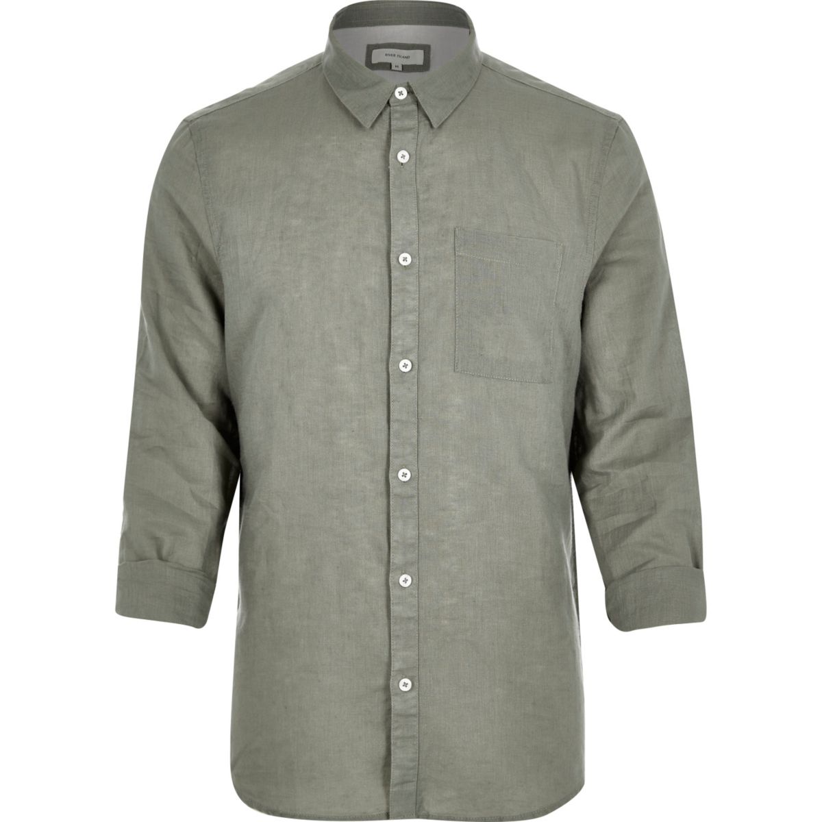 Green linen-rich shirt - Shirts - Sale - men