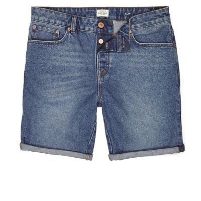 Vintage blue slim fit denim shorts - casual shorts - shorts - men