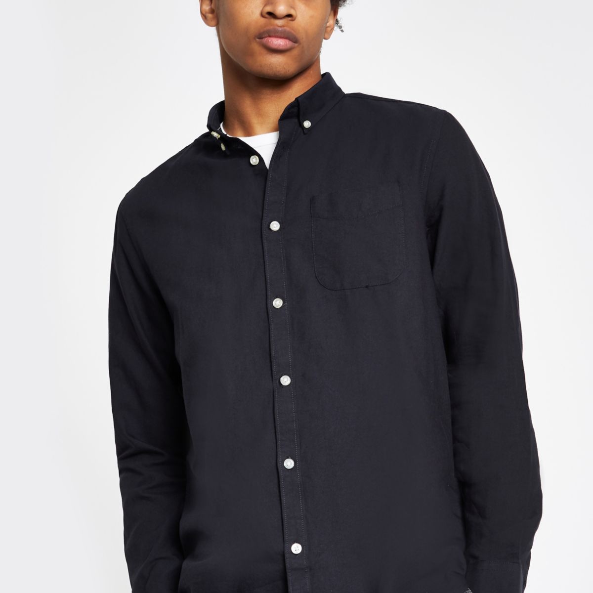 Navy long sleeve Oxford shirt - Long Sleeve Shirts ...