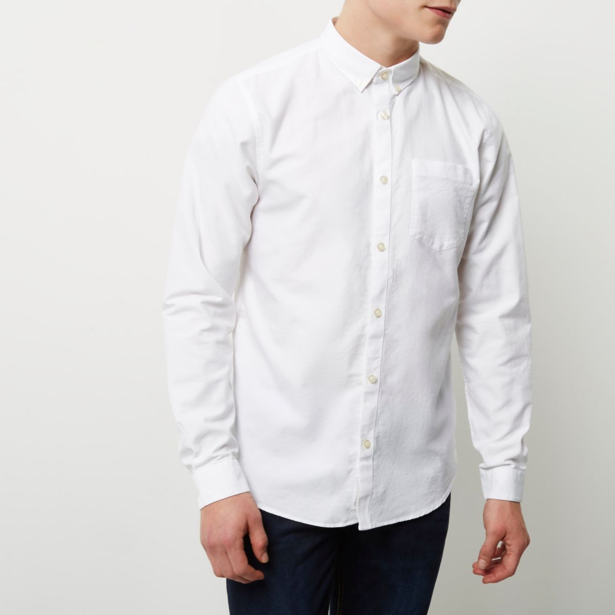 White casual Oxford shirt - Long Sleeve Shirts - Shirts - men