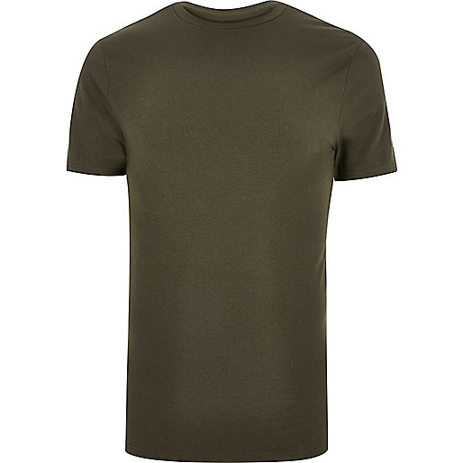 Khaki green muscle fit T-shirt - plain t-shirts - t-shirts / tanks - men