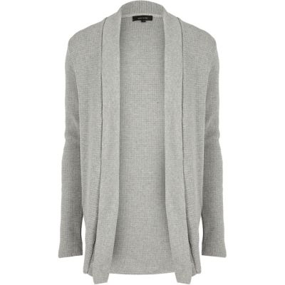 Grey waffle cardigan - cardigans - jumpers / cardigans - men