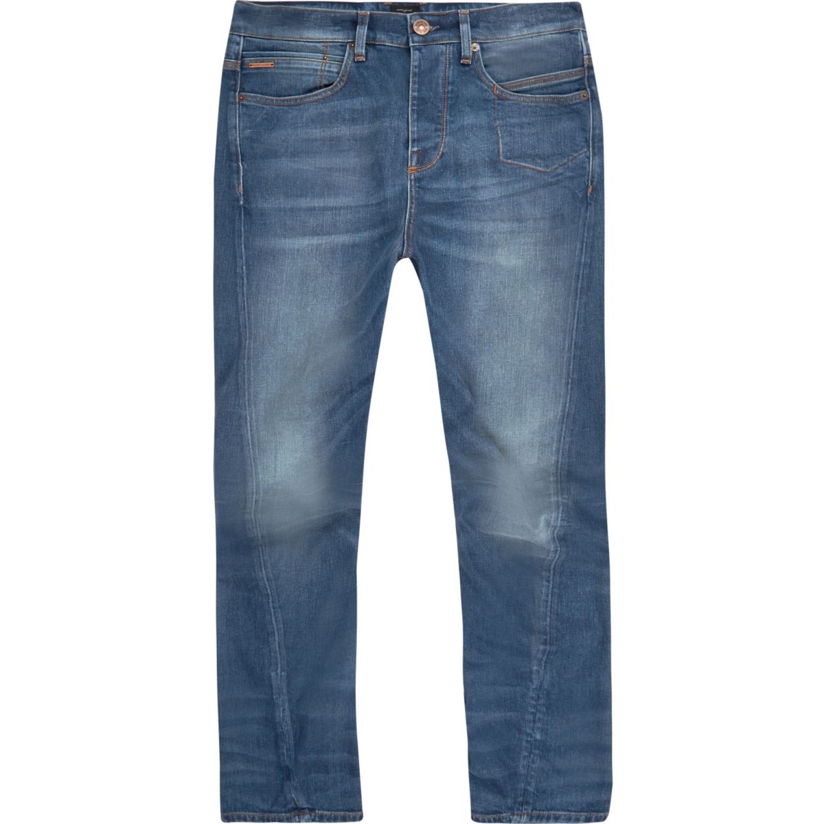 Mid blue wash Curtis slouch fit jeans - Jeans - Sale - men