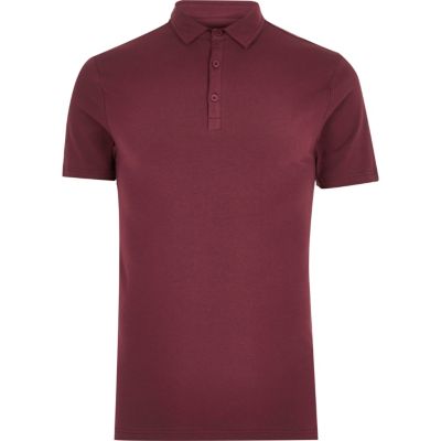 Burgundy muscle fit polo shirt - polo shirts - men