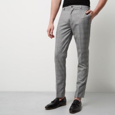 Grey check skinny smart trousers - smart trousers - trousers - men