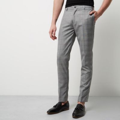 grey check trousers mens