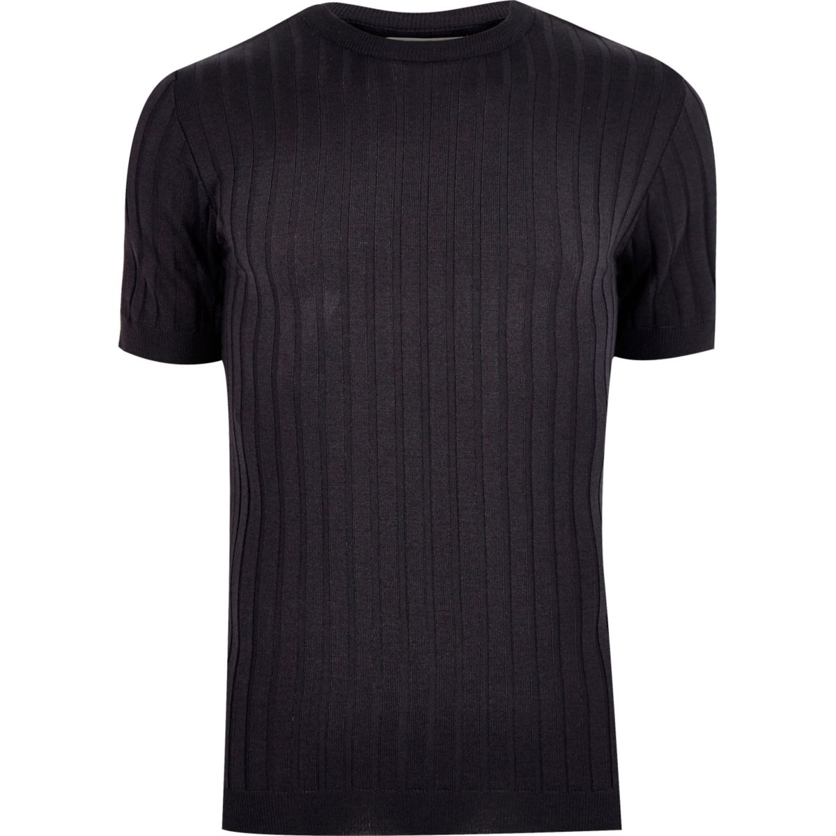 Navy chunky ribbed muscle fit T-shirt - T-Shirts & Vests - Sale - men
