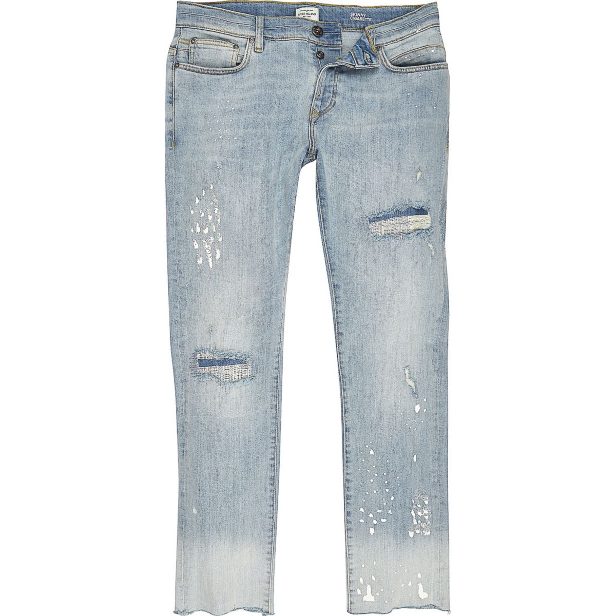 Light blue skinny bleach jeans - Jeans - Sale - men