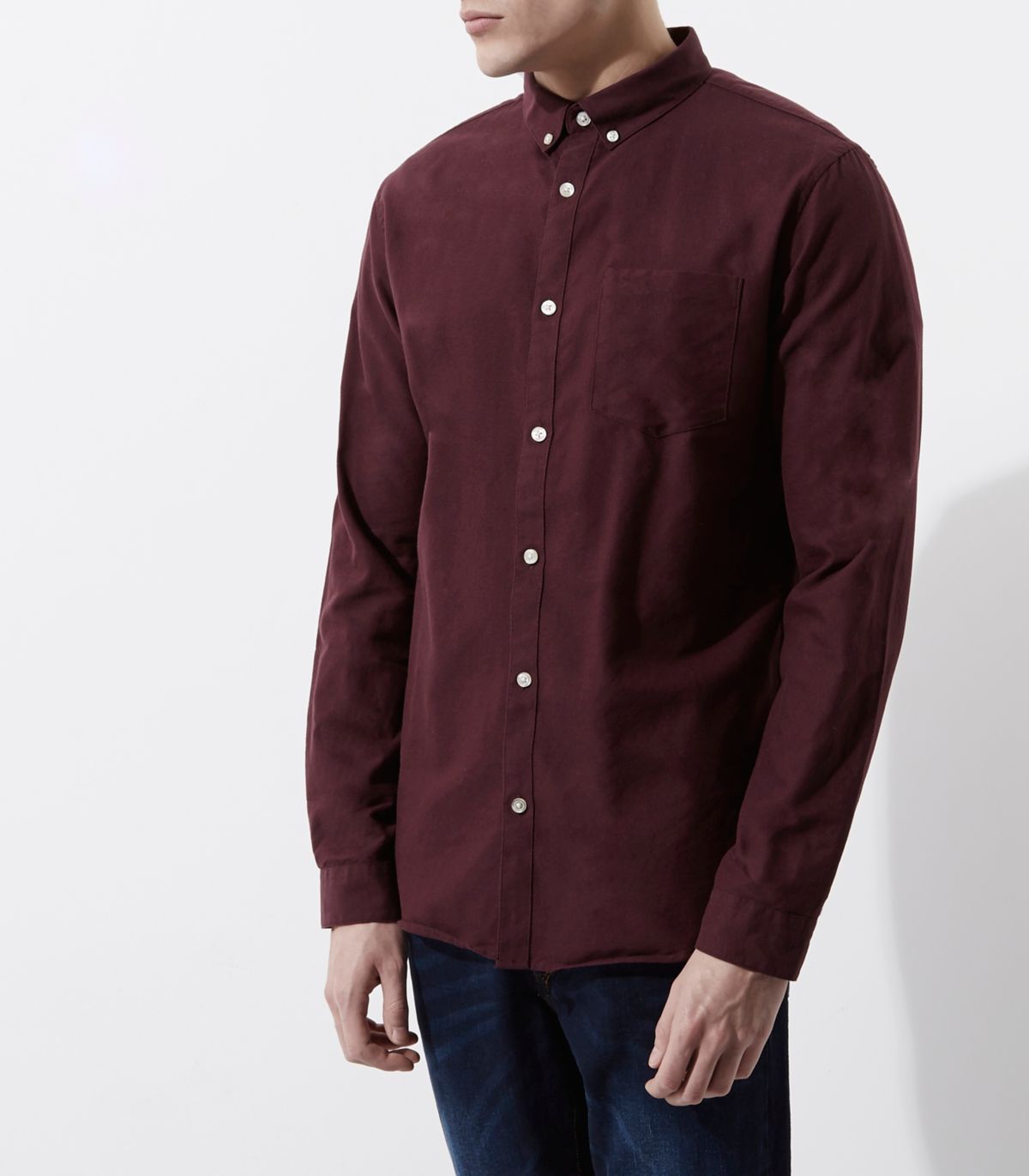 Burgundy long sleeve Oxford shirt - Long Sleeve Shirts ...