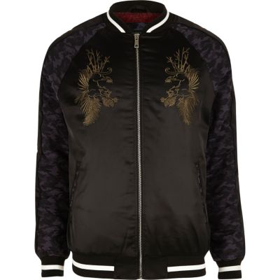 Black embroidered isatini ibomberi ijacketi iCoatsi iJacketsi 