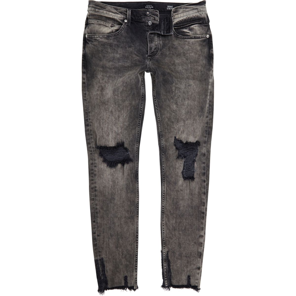 Black faded raw hem Sid skinny jeans - Jeans - Sale - men