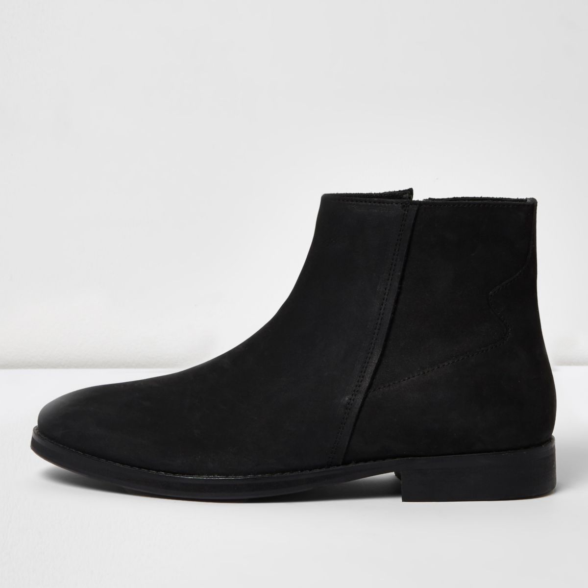 Black nubuck leather zip boots - Boots - Shoes & Boots - men