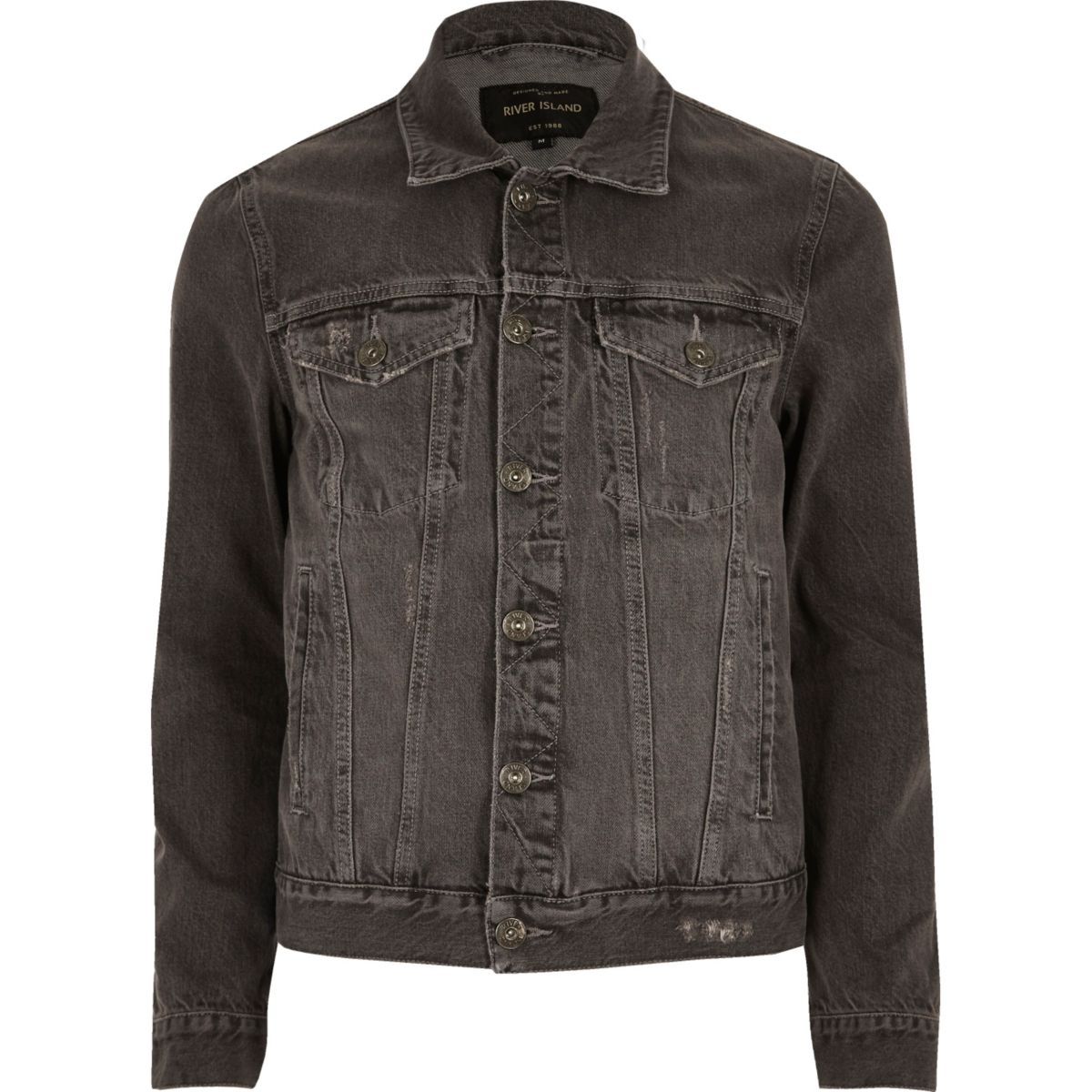 River Island Mens Grey acid wash denim jacket Gay Times UK £25.00