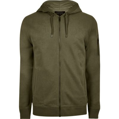 Dark green casual zip front hoodie - hoodies - hoodies / sweatshirts - men