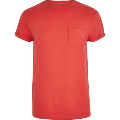 river island roll sleeve t shirt