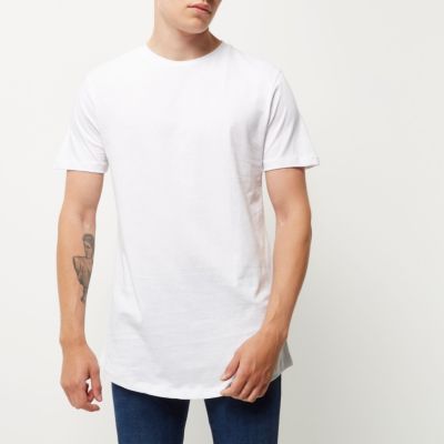 White curved hem longline Tshirt Holiday Shop Sale men