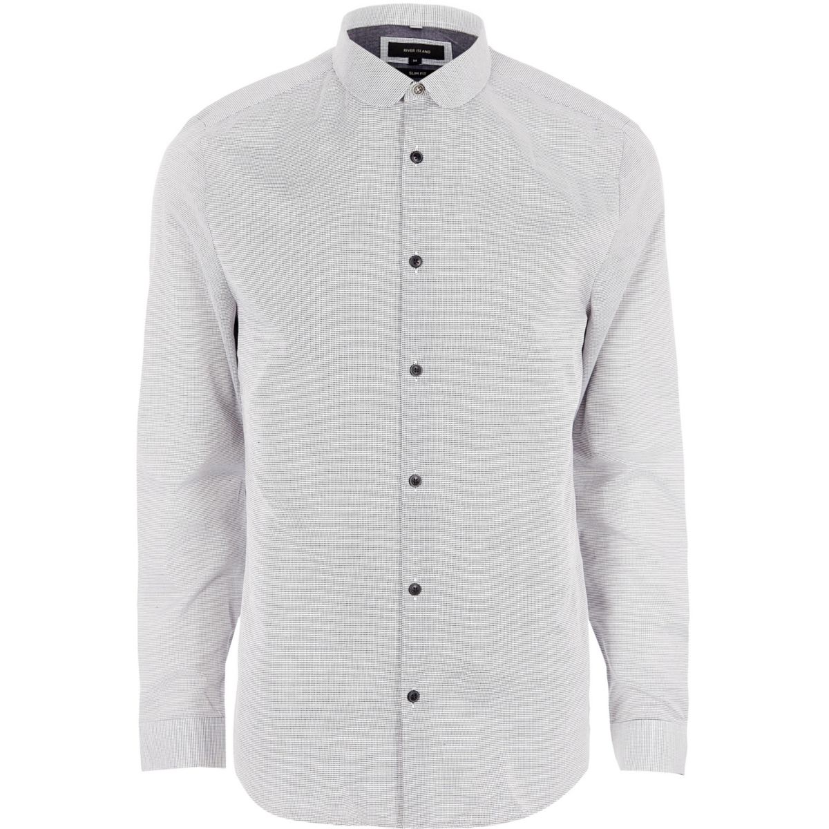 Grey penny collar slim fit shirt Shirts Sale men