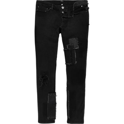 Black Design Forum patchwork jeans skinny jeans jeans men