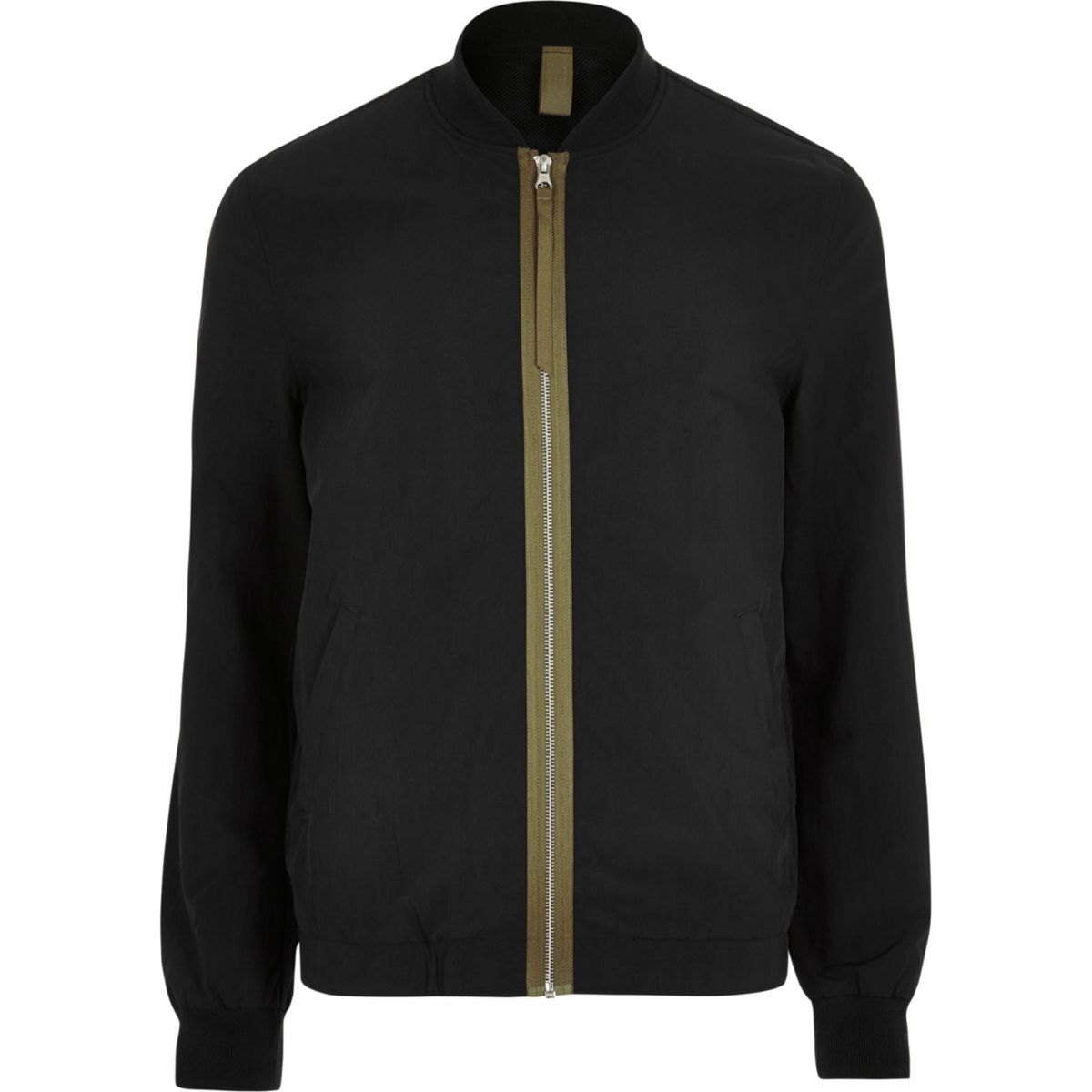 Big and Tall black contrast bomber jacket - Coats & Jackets - Sale - men