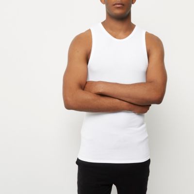 White muscle fit vest Vests TShirts & Vests men