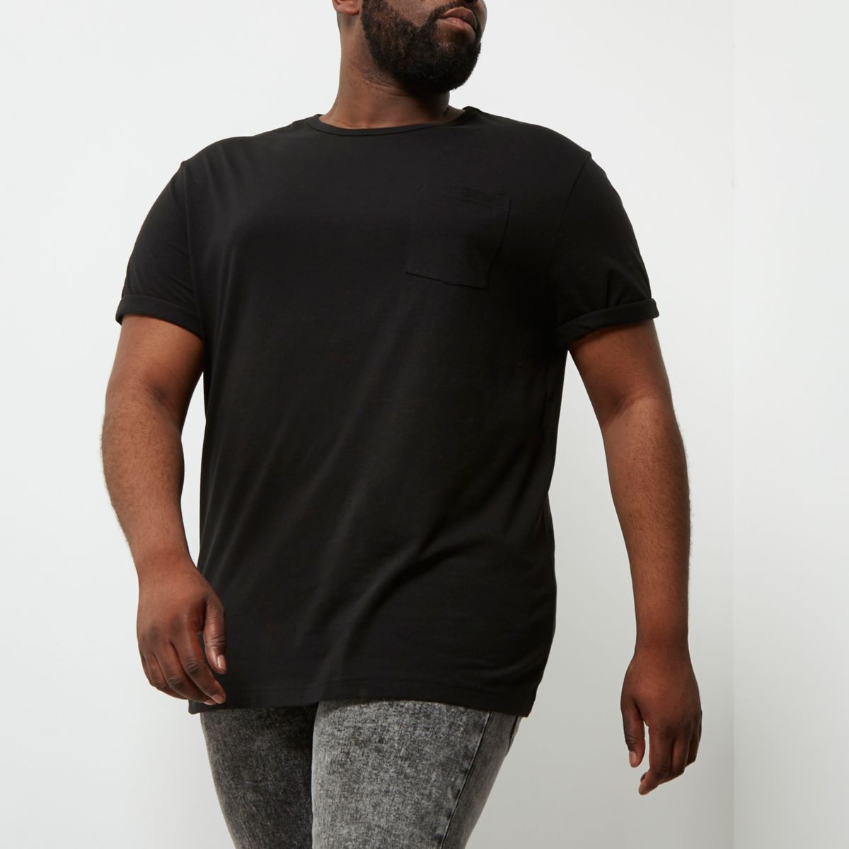 river island roll sleeve t shirt