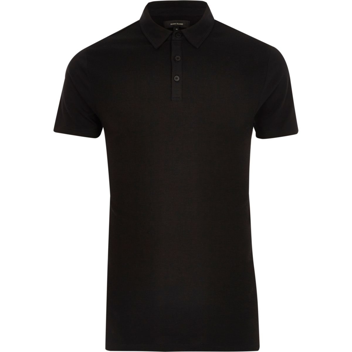 Black waffle slim fit polo shirt - Polo Shirts - Sale - men