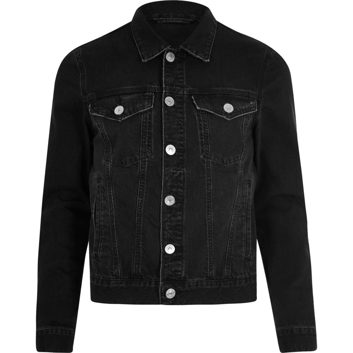 Black distressed denim jacket - Coats & Jackets - Sale - men
