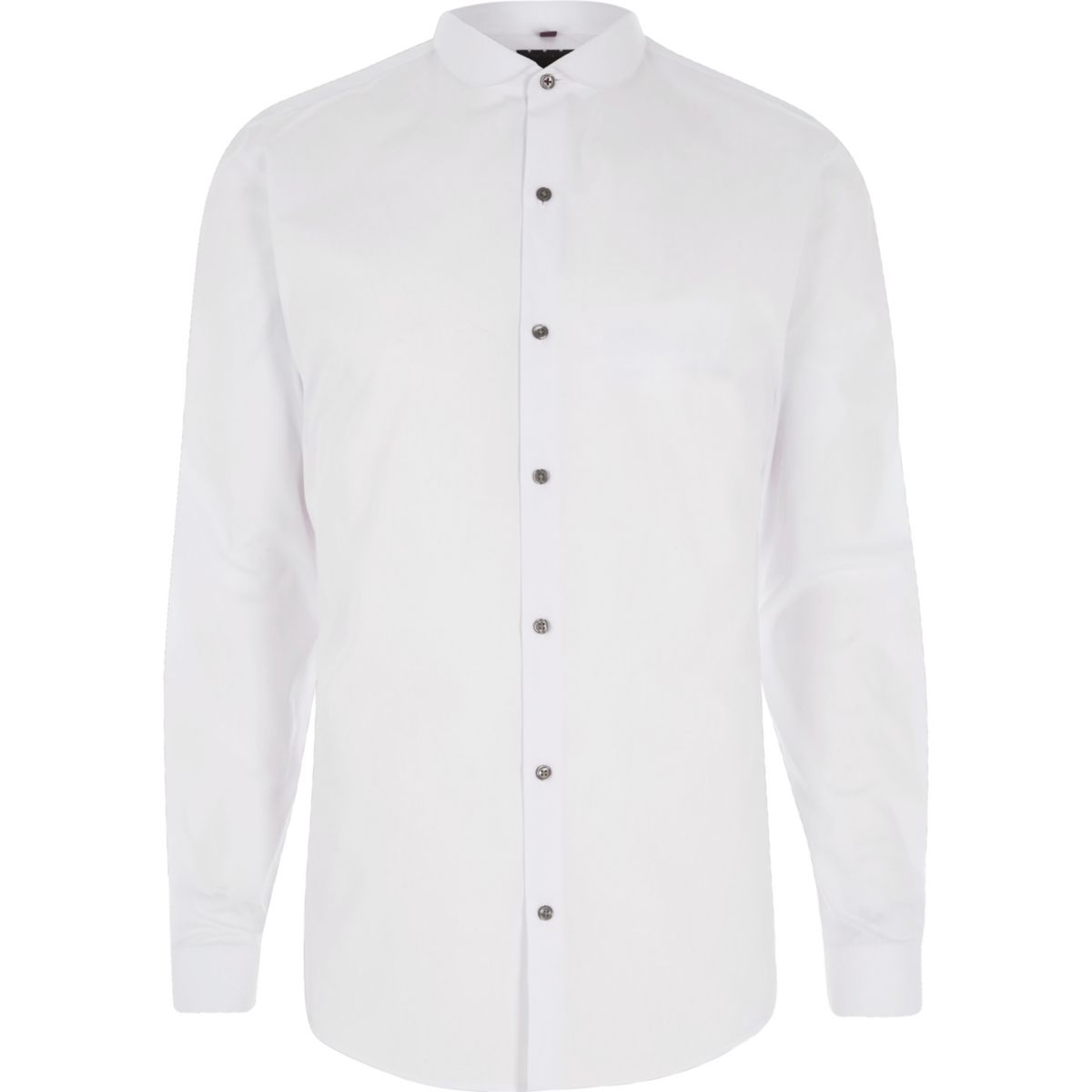  White  penny collar  long  sleeve  slim fit shirt  Shirts  