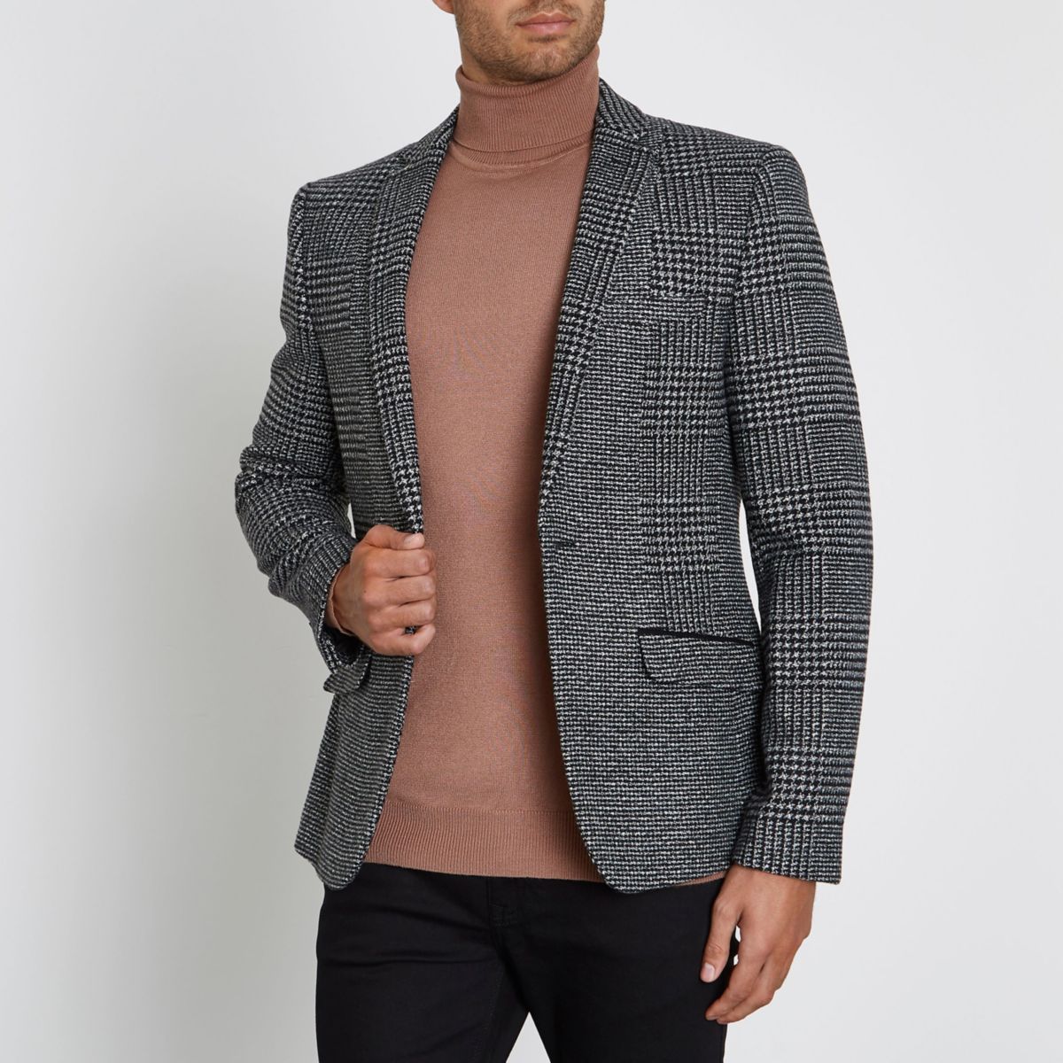 Blazers for Men | Casual Blazer for Men | River Island Grey check skinny blazer
