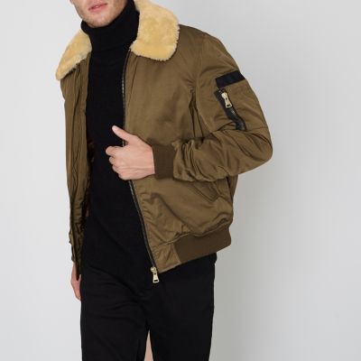 Green fur collar padded coach jacket - Jackets - Coats / Jackets - men