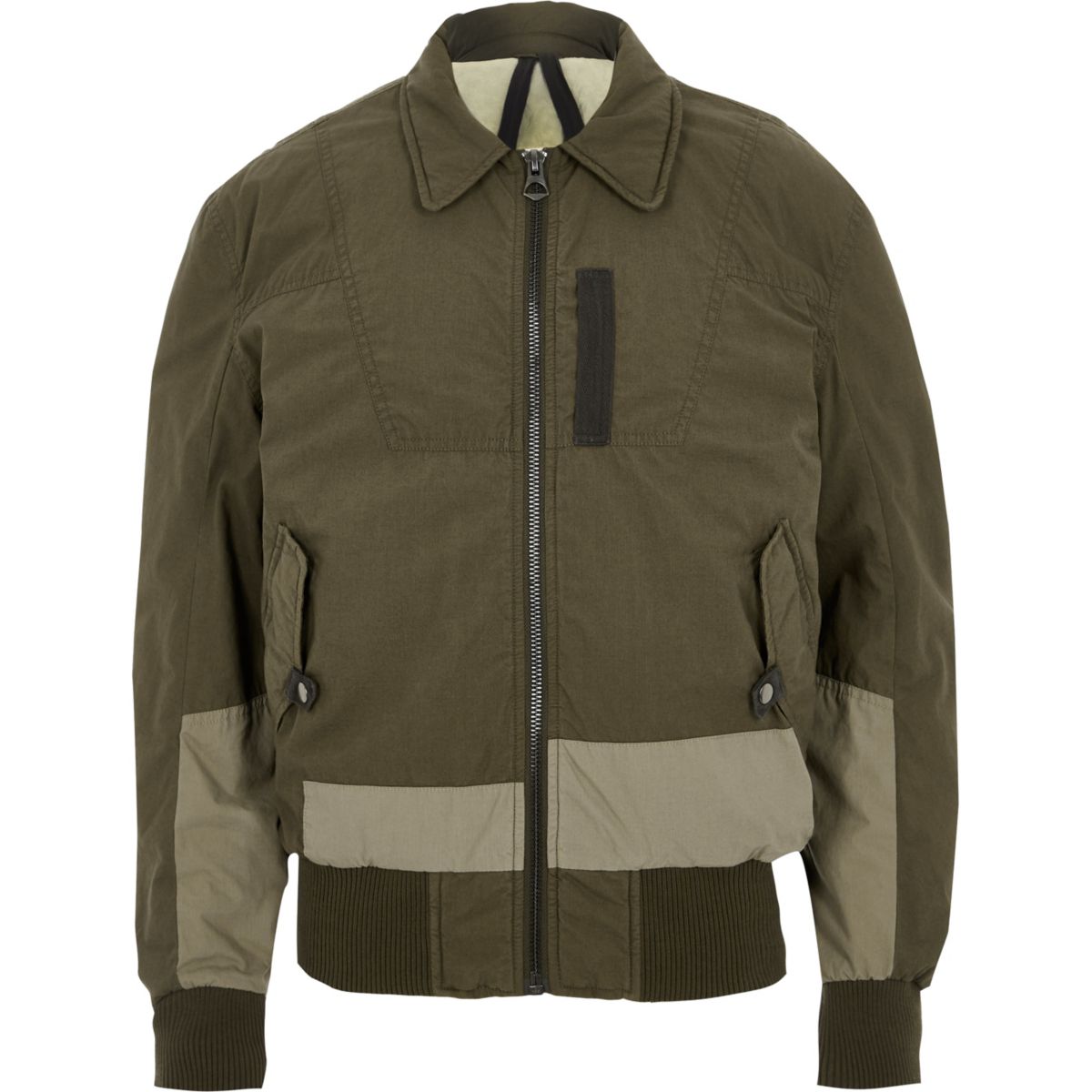 Dark khaki green Design Forum aviator jacket - Coats & Jackets - Sale - men