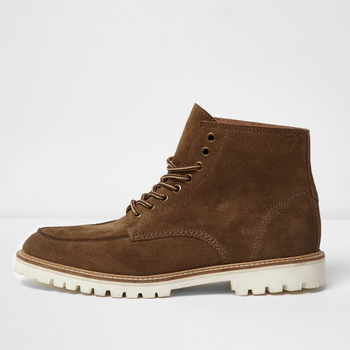 Brown suede cleated sole work boots - Shoes & Boots - Sale - men