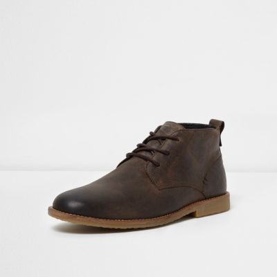 river island leather desert boots in light brown