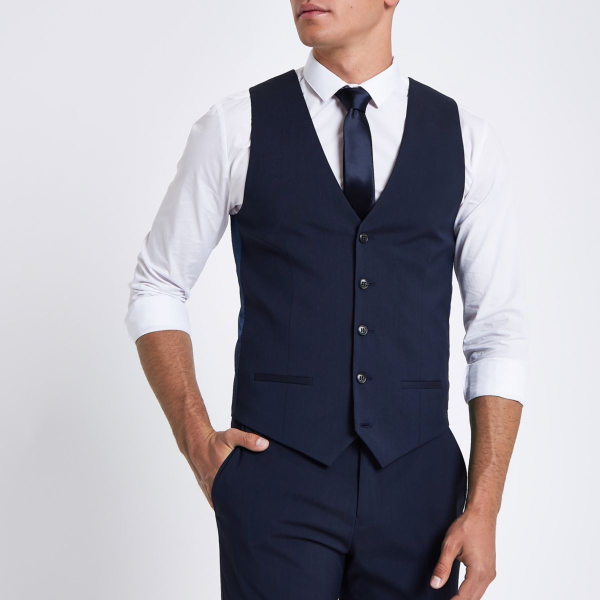 Dark blue suit waistcoat Waistcoats Suits men
