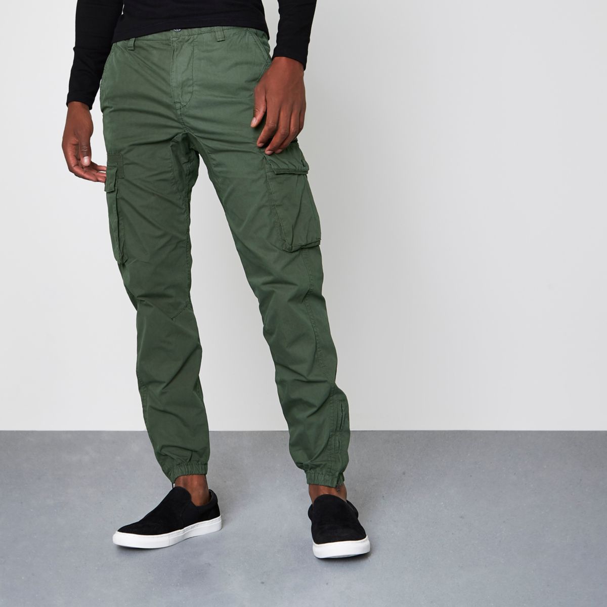 Khaki green cargo jogger trousers Trousers Sale men