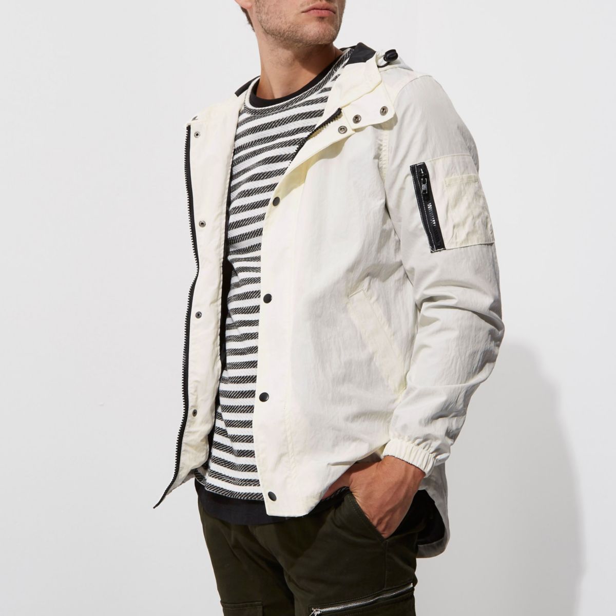 Download White hooded lightweight jacket - Coats & Jackets - Sale - men