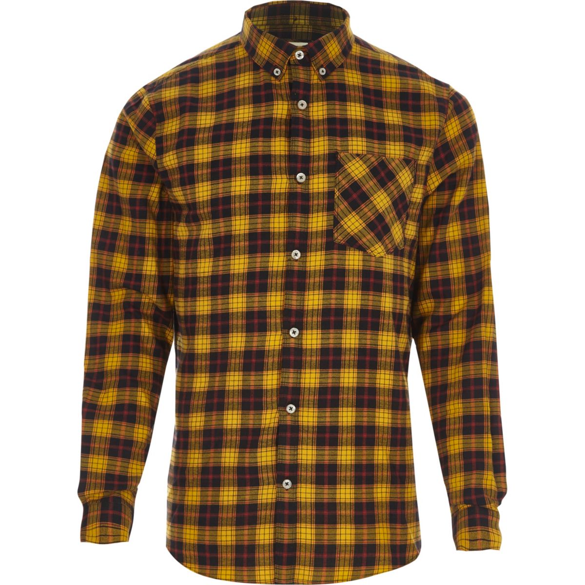 Yellow check long sleeve button-down shirt - Shirts - Sale ...