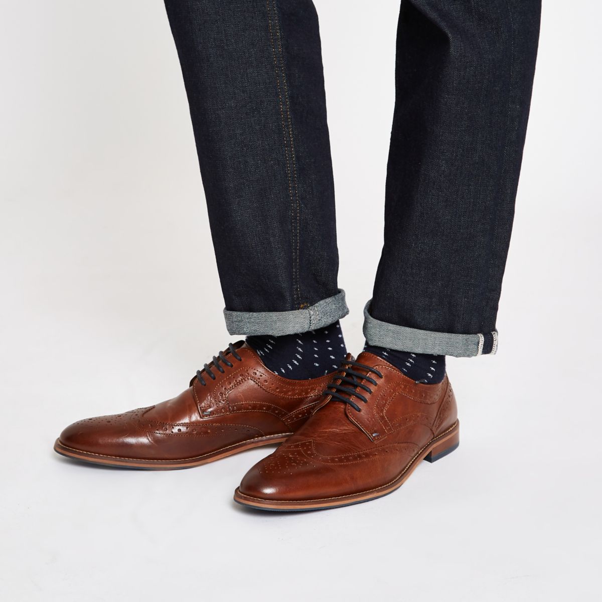 Dark brown leather brogues - Shoes - Shoes & Boots - men